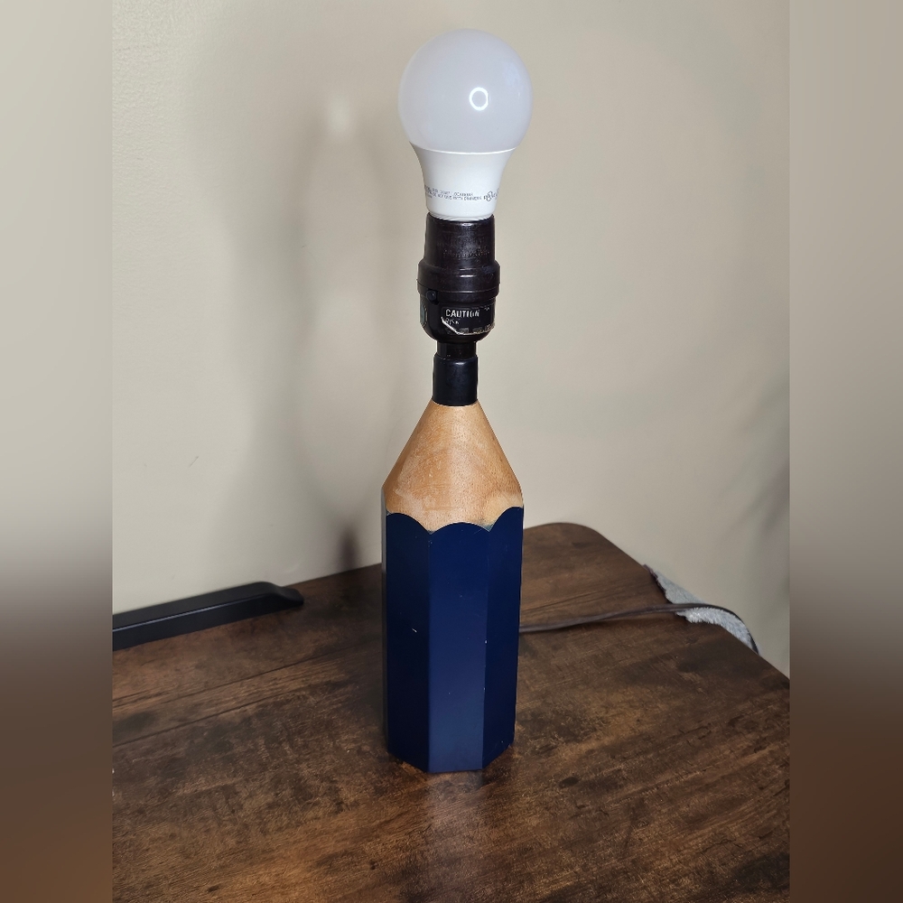 Vtg 80's Post Modern Oversized Blue Pencil Pop Art Maximalist Desk Table Lamp